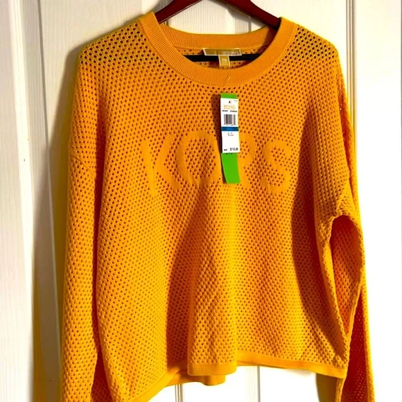 Michael Kors Yellow Crew Neck Sweater with Textured Knit - Picture 3 of 11